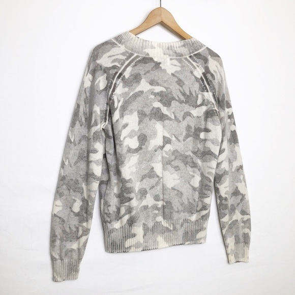 27 miles Malibu camouflage V-neck cashmere sweater - Picture 8 of 11